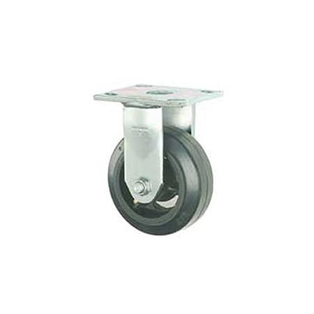 Faultless Rigid Plate Caster, 6 Mold-On Rubber Wheel